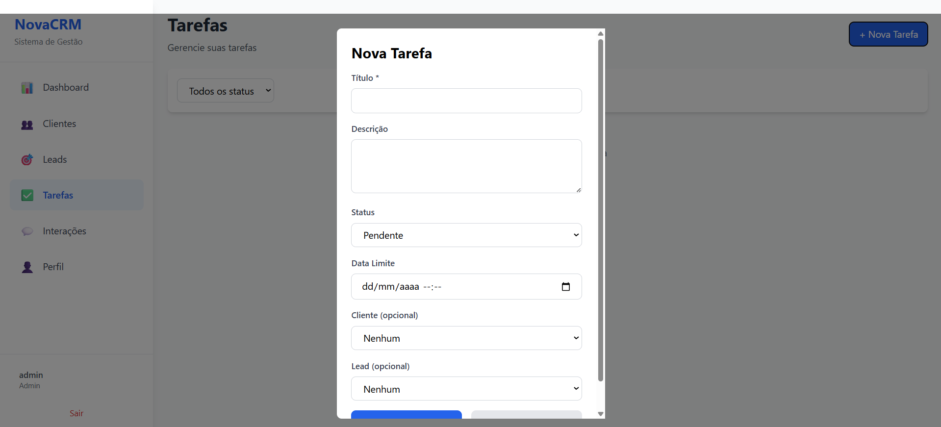 CRM - Configurações